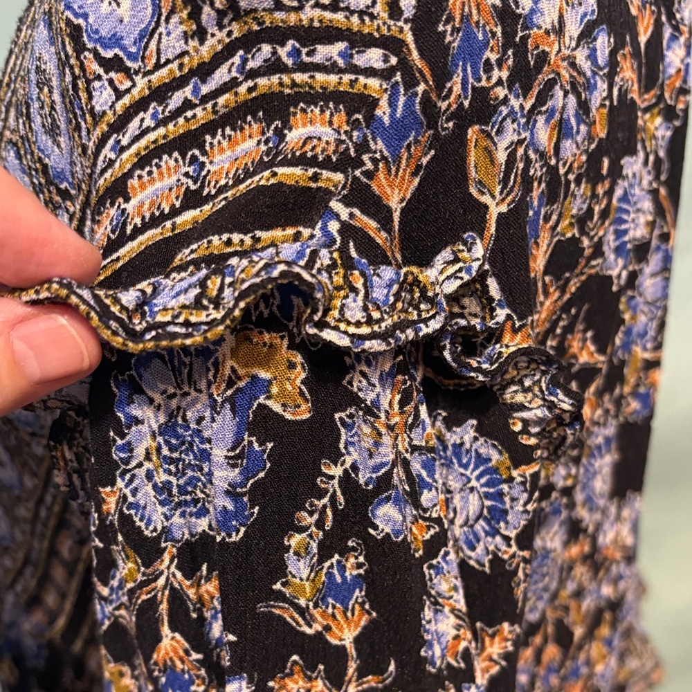Free People Black and Blue Patterned Blouse - Picture 8 of 16